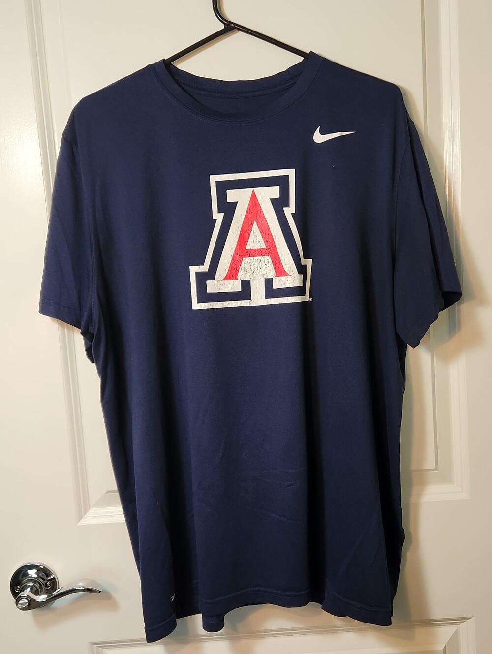 Nike Dri Fit  Navy Short-Sleeve Tee with Red & White 'A' Logo